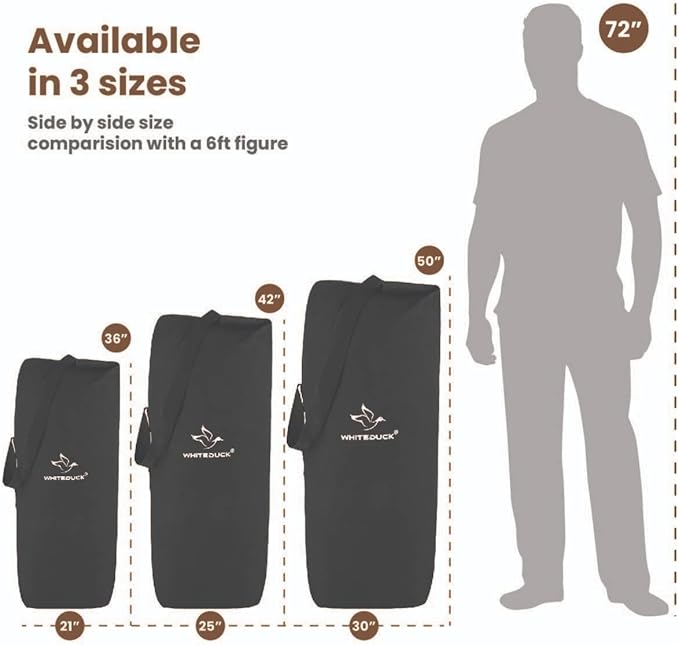 WHITEDUCK Top Load Canvas Folding Duffel Bag, Water Resistant Army Style Shoulder Bag for Men and Women- Gym, Sports, Travel, Hiking, Camping, Backpacking (Large 25" x 42",Black)