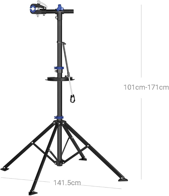 Bike Repair Stand with Quick Release Bicycle Maintenance Rack Bike Workstand Height Adjustable and Portabl with Tool Tray Extensible Bike Repair Rack for Road & Mountain Bikes
