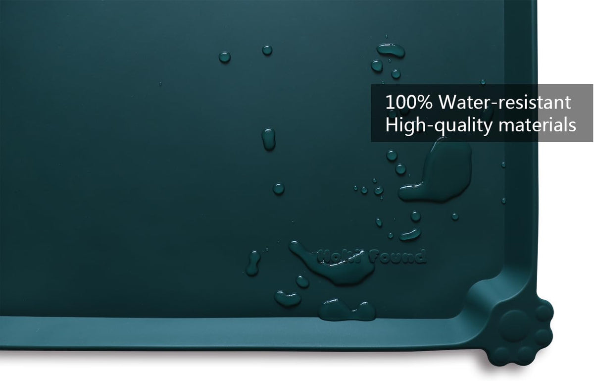 Hoki Found L Silicone Non Slip Pet Food Mats - Tray for Dogs & Cats - Waterproof Dog & Cat Bowl Mats - Suitable for Carpet - Dark Cedar