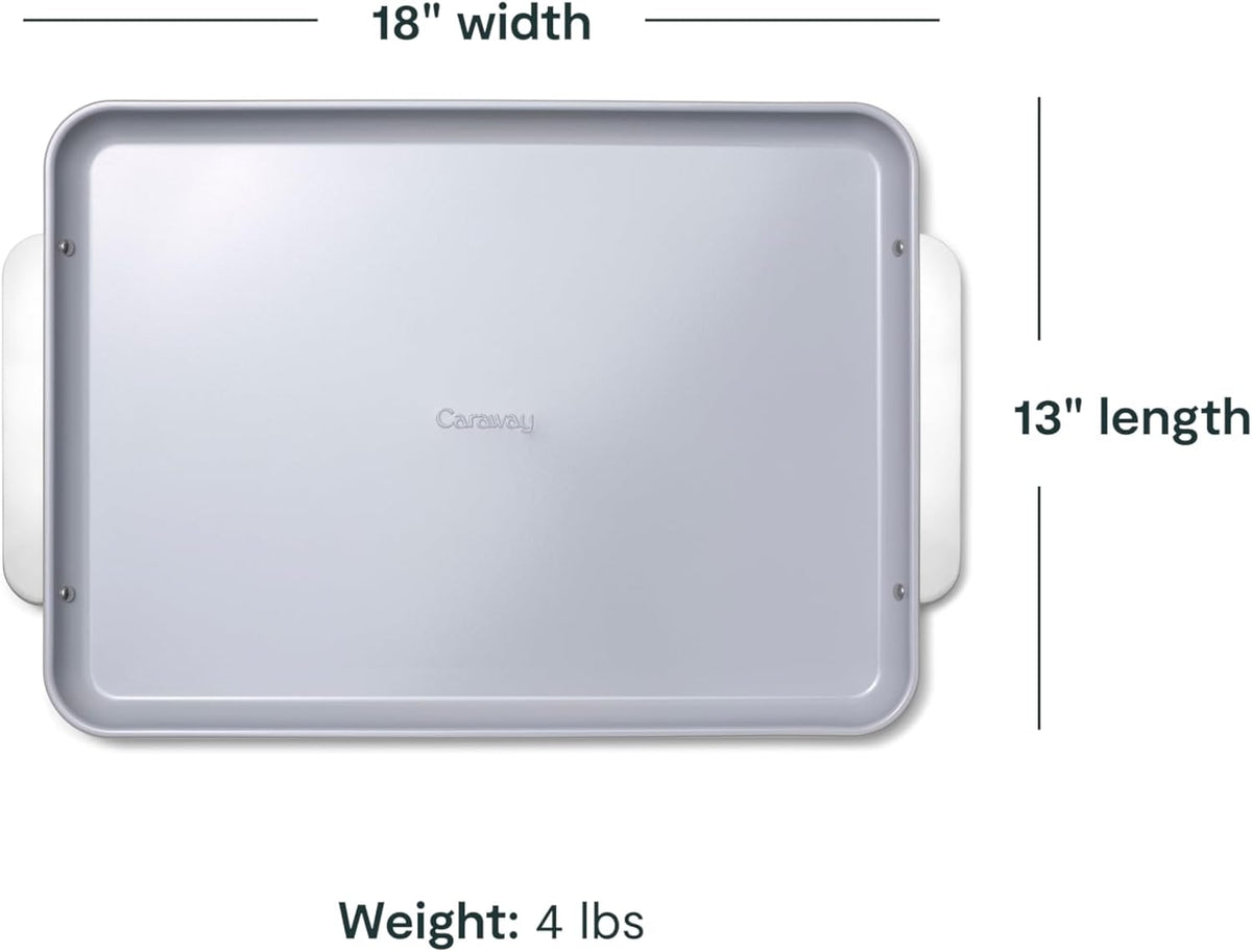 Caraway Non-Stick Ceramic Large Baking Sheet Duo - Naturally Slick Ceramic Coating - Non-Toxic, PTFE & PFOA Free - Perfect for Baking, Roasting, and More - Large (18" x 13") - Marigold