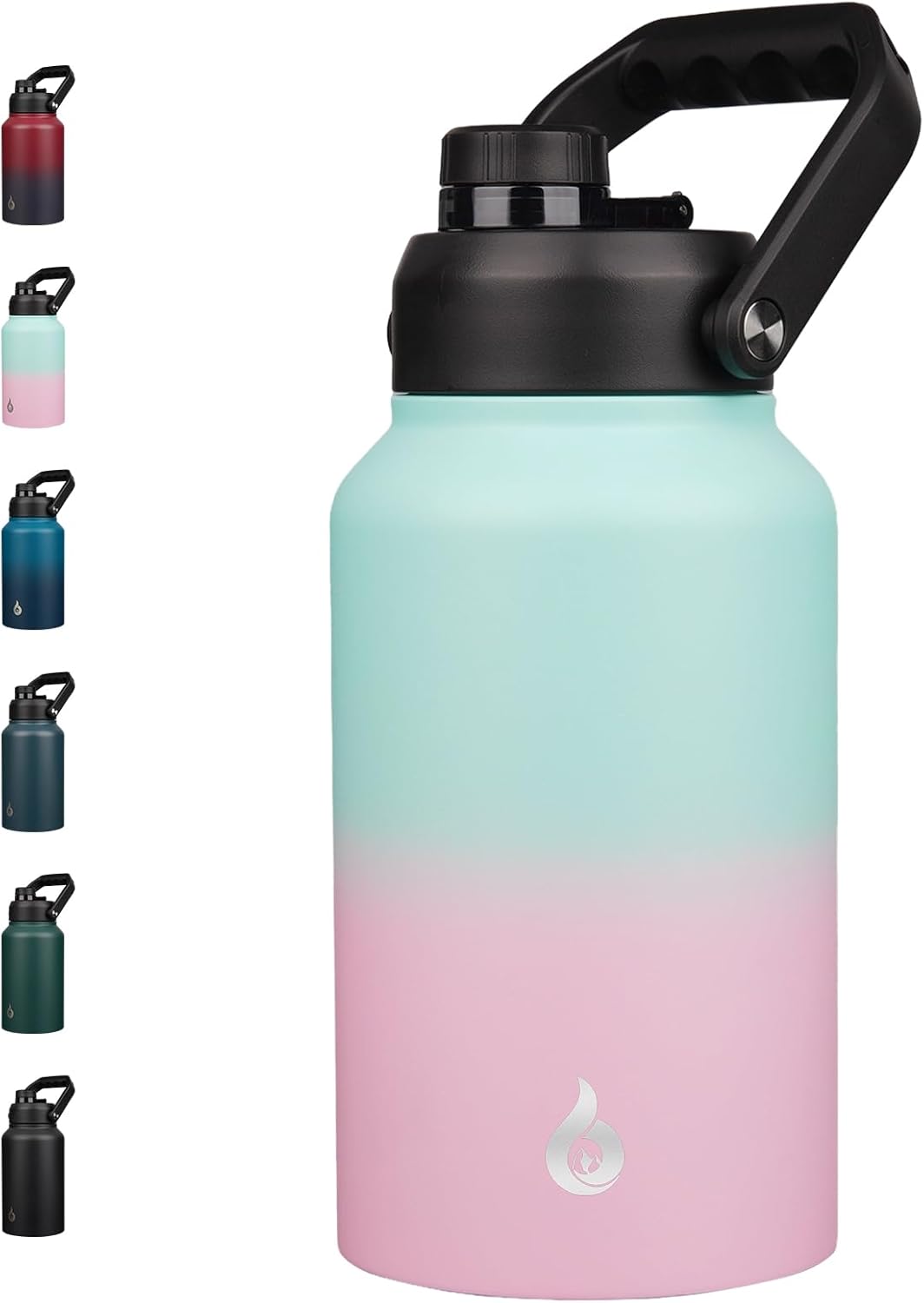 BJPKPK 87oz Insulated Water Bottle, Dishwasher Safe 2/3 Gallon Water Bottle with Ergonomic Handle, BPA Free Leak Proof Water Jug, Stainless Steel Metal Water Bottle with Anti-slip Bottom,Marshmallow
