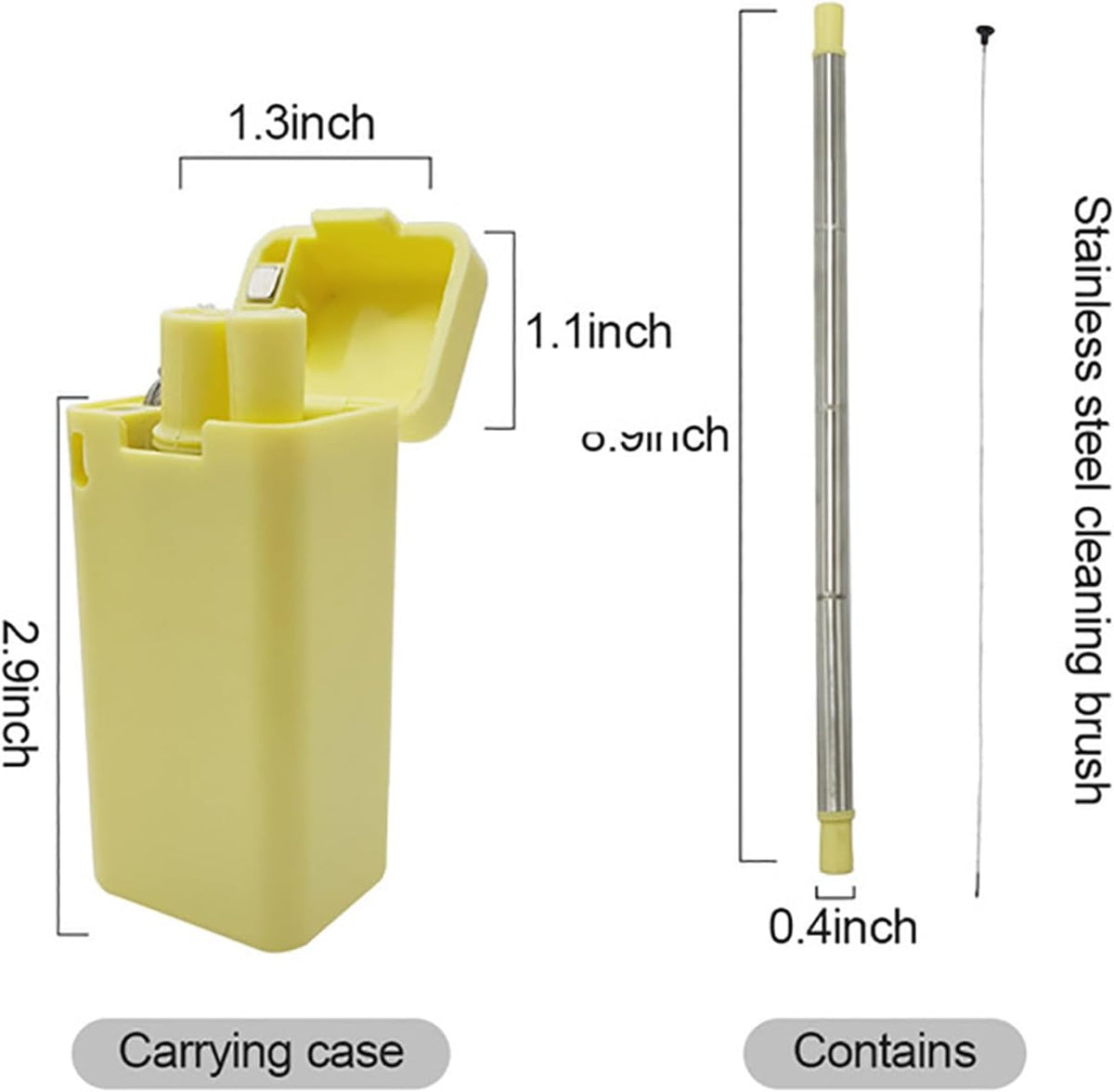 Foldable Straw with Storage Box, Reusable Folding Stainless Steel Straw, Portable Collapsible Set with Silicone Tip and Cleaner Brush for Travel Home Work(black)