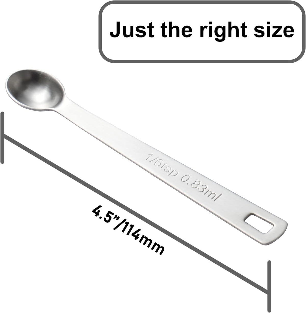 2PCS 1/6 Teaspoon(1/6tsp, 0.83ml) Single Tiny Measuring Spoon, Small Individual Stainless Steel Measure Spoons Only