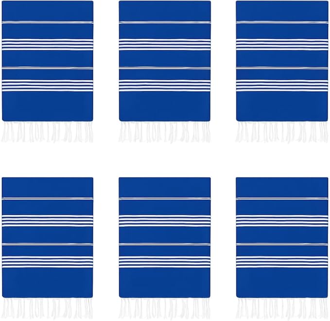 HAVLULAND Turkish Beach Towels Oversized -100% Turkish Cotton Super Soft Lightweight - Absorbent and Quick Drying Bath Towel - Sand Free Beach Towel - Turkish Towels for Adults (Blue, 12 Pack)