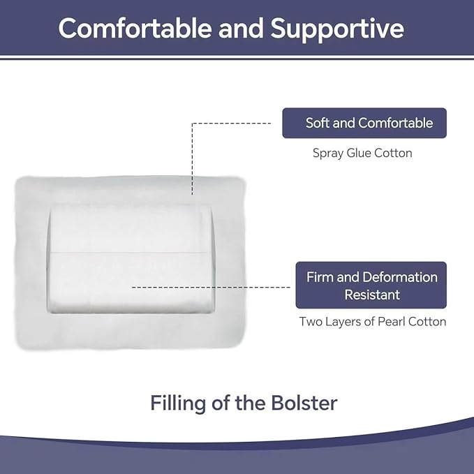 Yoga Bolster (26x10.5x5.5 in) Supportive Yoga Cushion for Restorative Yin Yoga Accessories Rectangular Bolster for Stretching Meditation Pillow 100% Organic Cotton Removable Washable Cover