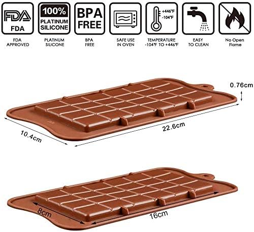 Protein Bar Molds, Energy Bar Molds 3 Pack Break Apart Silicone Chocolate Candy Molds, Non-Stick, BPA Free, Reusable for Homemade Snacks, Gifts