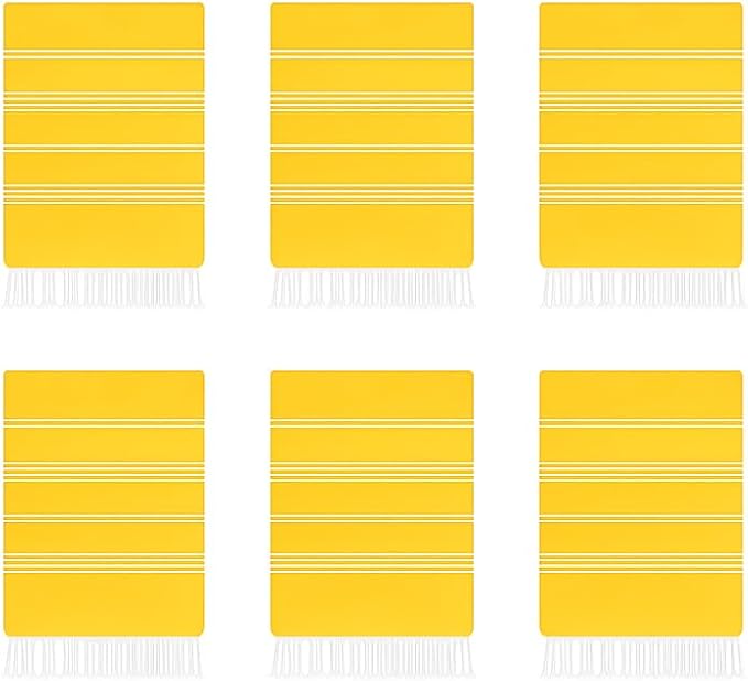 HAVLULAND Turkish Beach Towels Oversized -100% Turkish Cotton Super Soft Lightweight - Absorbent and Quick Drying Bath Towel - Sand Free Beach Towel - Turkish Towels for Adults (Yellow, 12 Pack)