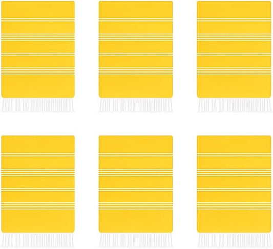 HAVLULAND Turkish Beach Towels Oversized -100% Turkish Cotton Super Soft Lightweight - Absorbent and Quick Drying Bath Towel - Sand Free Beach Towel - Turkish Towels for Adults (Yellow, 12 Pack)