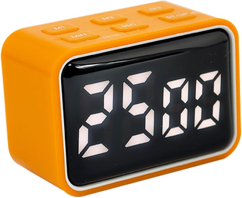 Digital Mini LED Timer, Rechargeable LED Countdown/Up Timer, 3 Pre-Set Memory Time Loud Alarm ON/Off Function, Ideal for Homework, Classroom, Office, Cooking, Students Kids (Orange)