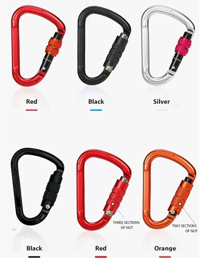 Auto Locking Carabiner Heavy Duty Carabiner 25kN UIAA Certified Climbing Carabiner Climbing Equipment Safety Carabiners for Rappelling, Hammocks, Rescue, Dog Leash, Swing