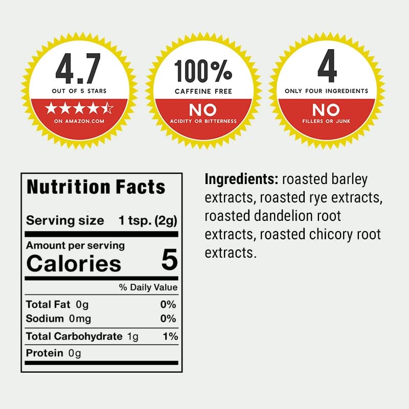 156 Cup Bag of Certified Organic Dandy Blend Instant Herbal Beverage with Dandelion, 11 oz. (312g) Bag