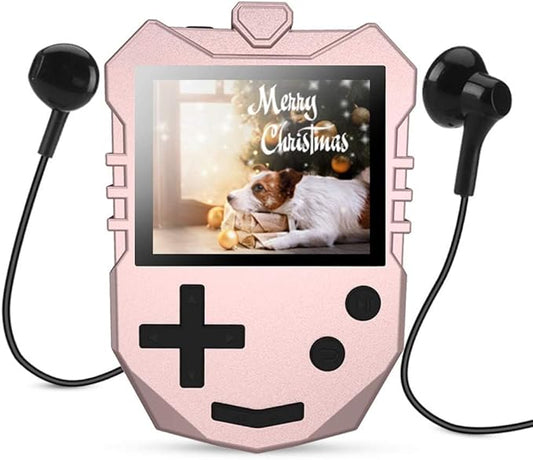 AGPTEK MP3 Player for Kids, Portable 8GB Music Player with Built-in Speaker, FM Radio, Voice Recorder, Expandable Up to 128GB, Rose Gold,K1