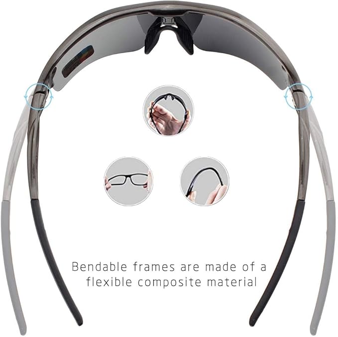 BangLong Polarized Sports Sunglasses Cycling Sun Glasses for Men Women with 5 Interchangeable Lenes for Running Baseball Golf