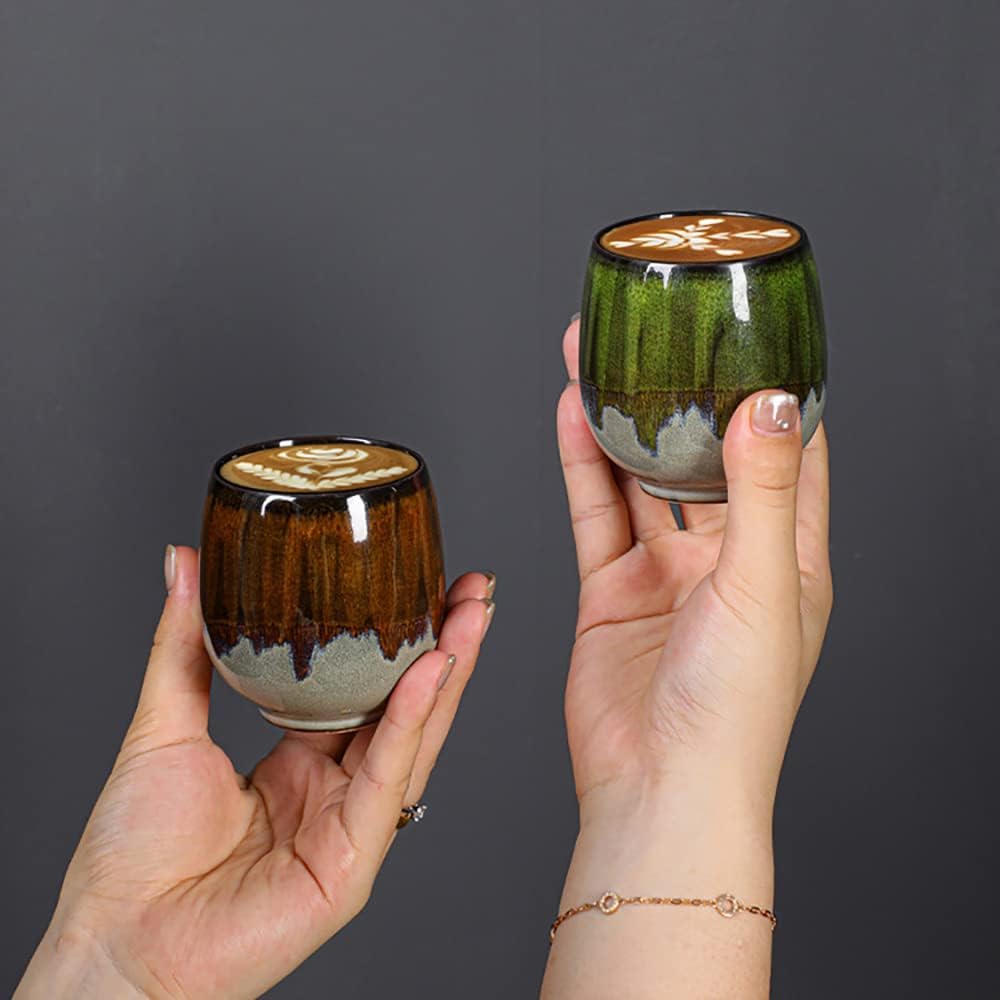 Espresso Cups Ceramic Cup Espresso Coffee Cup Small Tea Cups Tasting Cups Ceramic Mate Cup (2 x 3Oz, Brown)