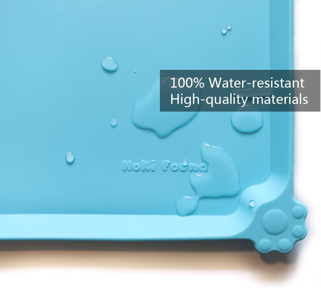 Hoki Found - Waterproof Pet Feeding Mats with High Lips, Multiple Size and Colors -A