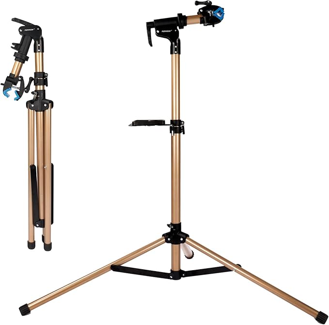 Bike Repair Stand -Shop Home Bicycle Mechanic Maintenance Rack，bike rack (golden（three legs）)