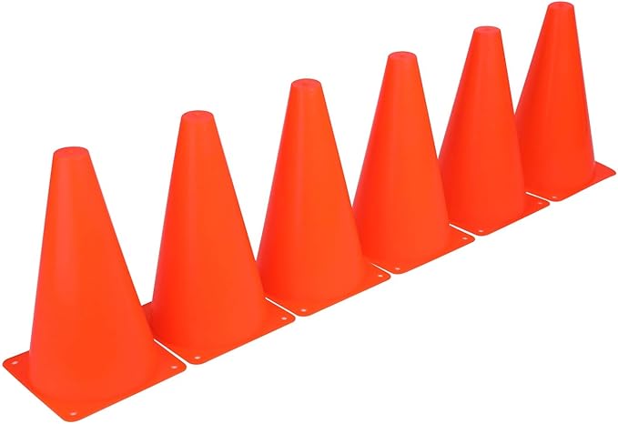 9 Inch Plastic Training Traffic Cones, Sport Cones, Agility Field Marker Cones for Soccer Basketball Football Drills Training, Outdoor Activity or Events - (Set of 10, 12, 15 or 24, 4 Colors)