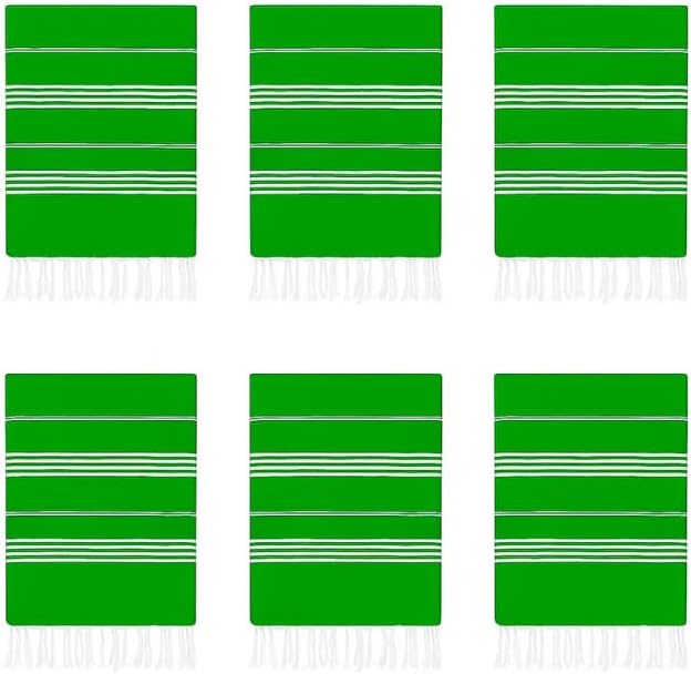 HAVLULAND Turkish Beach Towels, 100% Cotton, Quick-Dry & Sand-Free, Lightweight, Absorbent Bath Towel, Oversized 72"x40" Travel Blanket, Pool & Vacation Stuff Turkish Towels for Adults (Green, 6 Pack)