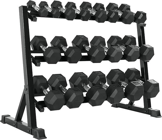 Ritafer 350-550 lbs Hex Weight Dumbbell Set with Rack 5-50 lbs Hand Weights for Strength Training for Home Gyms Rubber Iron Coated Dumbbells Exercise & Fitness Equipment to Training Strength Muscle