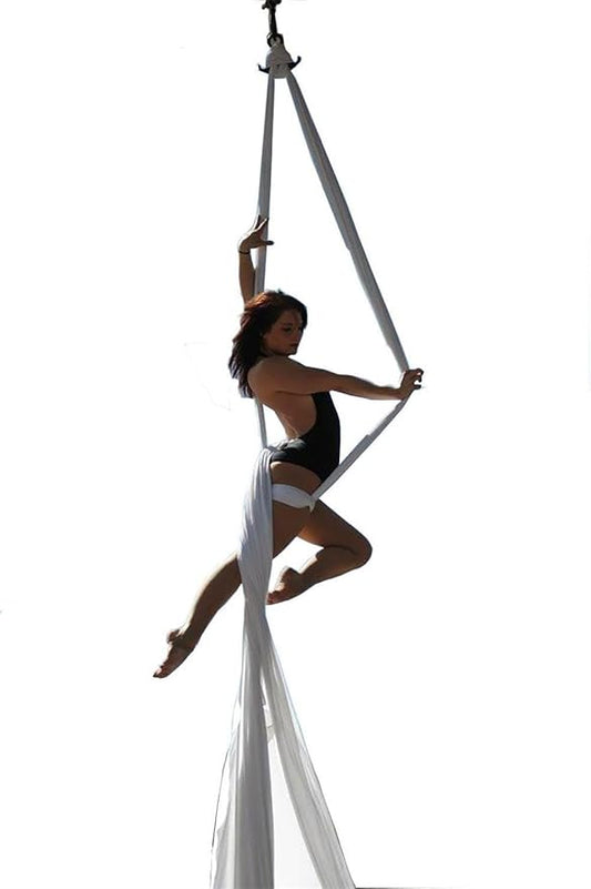 DASKING Aerial Silks Starter Kit - Durable 11Yards of Aerial Yoga Hammock with Hardware, Aerial Swing for Acrobatic Flying Yoga & All Levels (Aerial Rigging Point Up to 14ft)