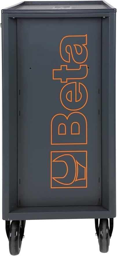 Beta RSC24 Heavy Duty Rolling Tool Cabinet, 8 Drawers, Grey, Ball Bearing Slides, Rubber Mat Liners, 5" Casters, Anti-Fall Edge Worktop, 1760 lbs Load Capacity, Made in Italy