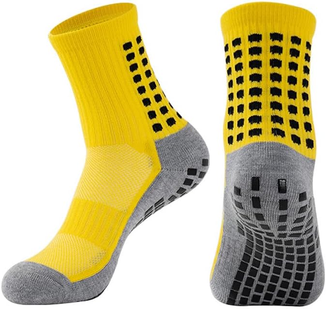 2 Set Anti-Slip Grip Soccer Socks with Shin Guard Sleeves, Sports Athletic Socks for Men Women