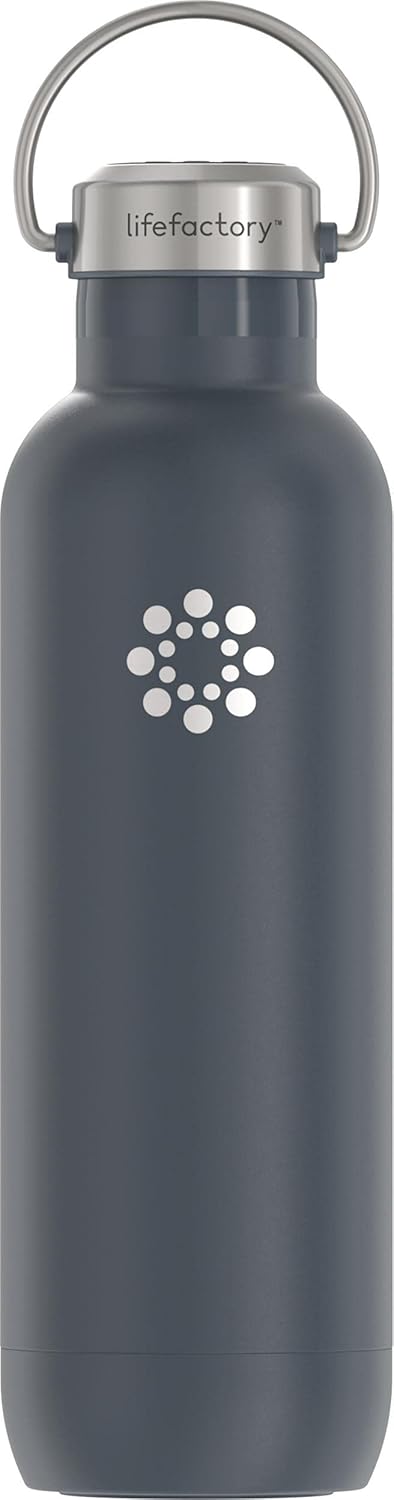 Lifefactory 24-Ounce Stainless Steel Vacuum-Insulated Sport Bottle, Carbon