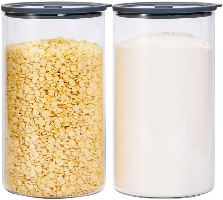 Extra-Large Glass Flour and Sugar Storage Containers with Airtight Lids,1-Gallon(135ozx2) Big Glass Food Canister Jars with Lid,Kitchen Organization Jar Perfect for Cookies,Cereal and Eggs