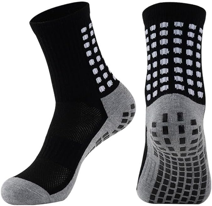 2 Set Anti-Slip Grip Soccer Socks with Shin Guard Sleeves, Sports Athletic Socks for Men Women