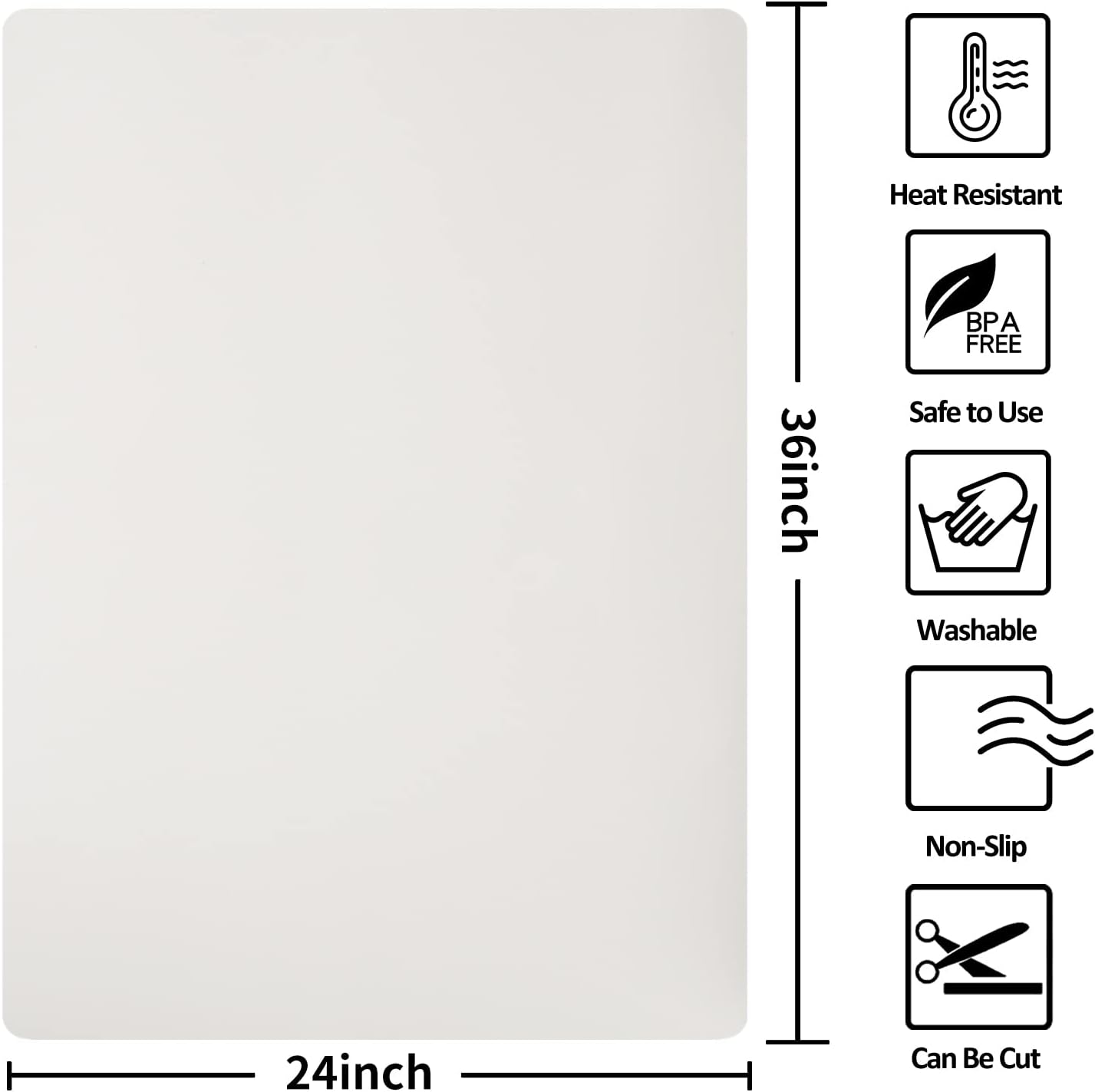 Slicone Mat Heat Resistant Mats for Countertop, Multipurpose Large Silicone Mats for Crafts Kitchen Workbench Size 36x24 inches Thick 2mm,Rolled Package,Beige