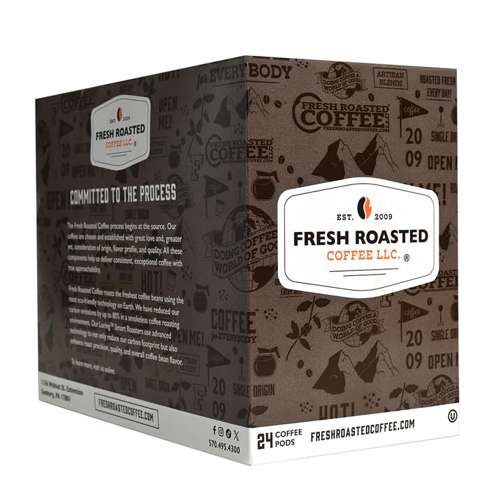 Fresh Roasted Coffee, Organic Papua New Guinea | USDA Organic, 100% Single Origin, Kosher | Medium Roast 72 Pods for K Cup Brewers