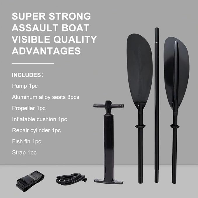 2 Person Inflatable Durable Fishing Kayak Armoured PVC Watercraft with Motor Mount Stern - 130'' x 43'' x 11.8