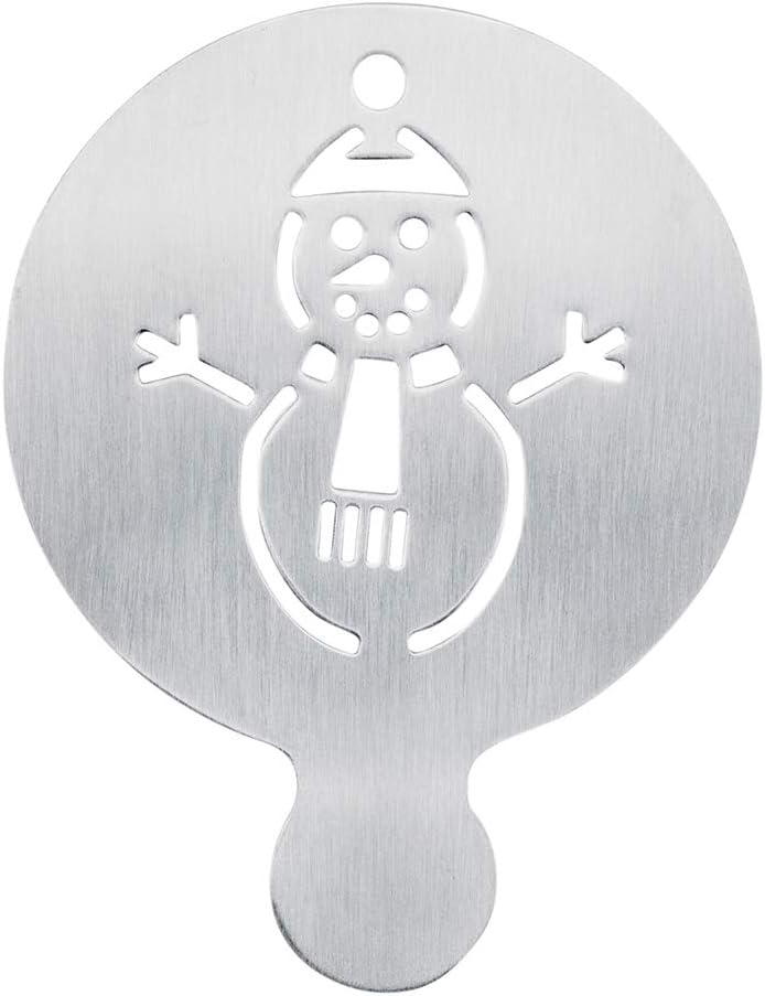Restaurantware-Restpresso 4.35 Inch Latte Stencil, 1 Snowman Coffee Stencil - Winter Coffee Art Template, Decorate Cupcakes, Cakes, or Cookies, Stainless Steel Cappuccino Template, Heat-Resistant