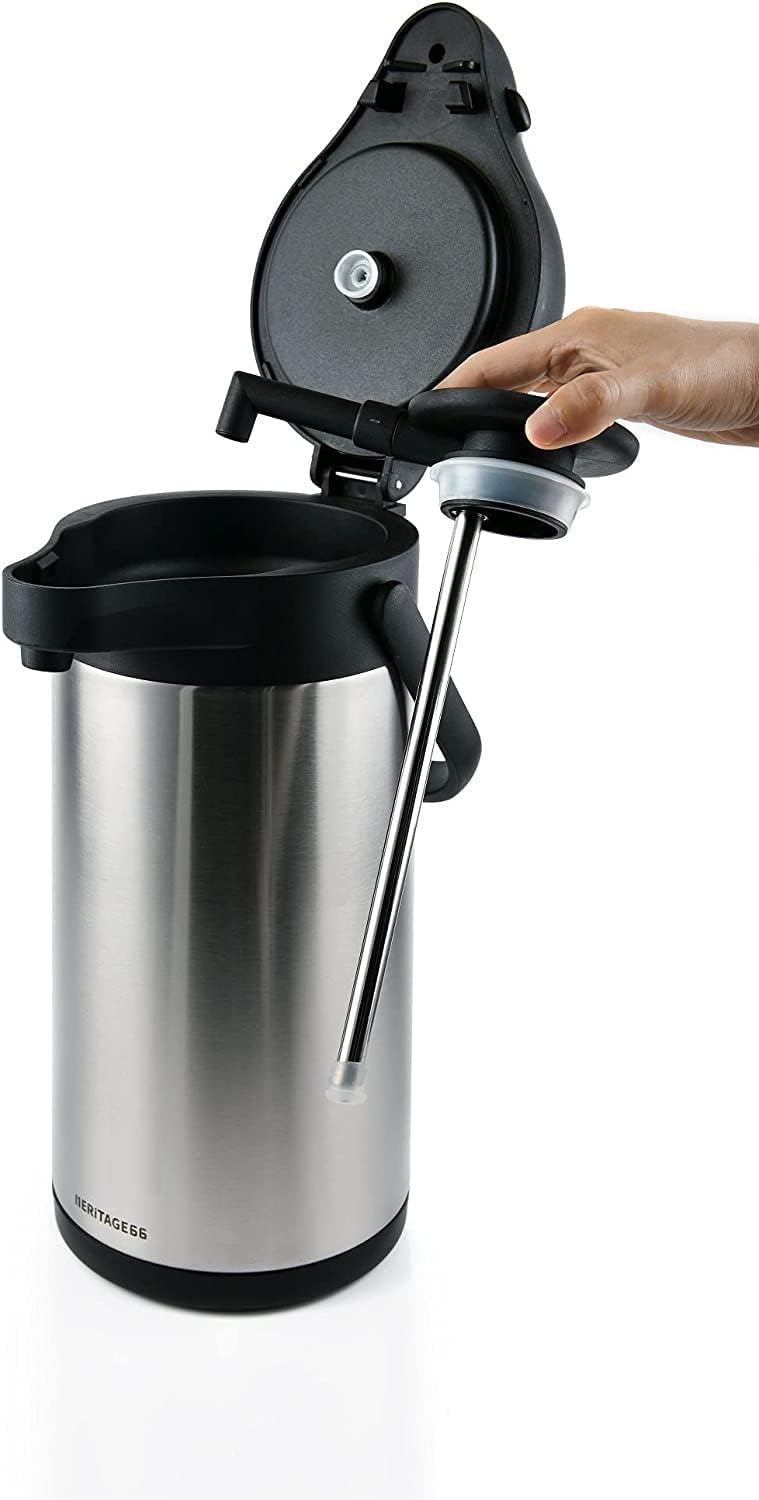 Heritage66 Thermal Coffee Carafe -Triple Wall Vacuum insulated Flask- Thermos keeping Beverages Hot for 12 hours /24 hours cold Tea, Water, and Coffee Dispenser (3 Liter / 101 Oz)