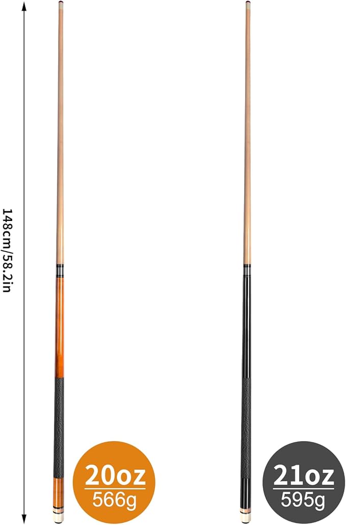 AKLOT Pool Cues,Set of 4 Pool 58" Cue Sticks Canadian Maple Wood Cue Stick for Professional Billiard Players 18 19 20 21 oz