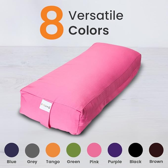 Sol Living Yoga Bolster Pillow Rectangular Meditation Cushion Cotton Meditation Accessories for Restorative Yoga Meditation Pillow Yoga Pillow Firm Body Pillow Bolster Pillow for Legs Removable Cover