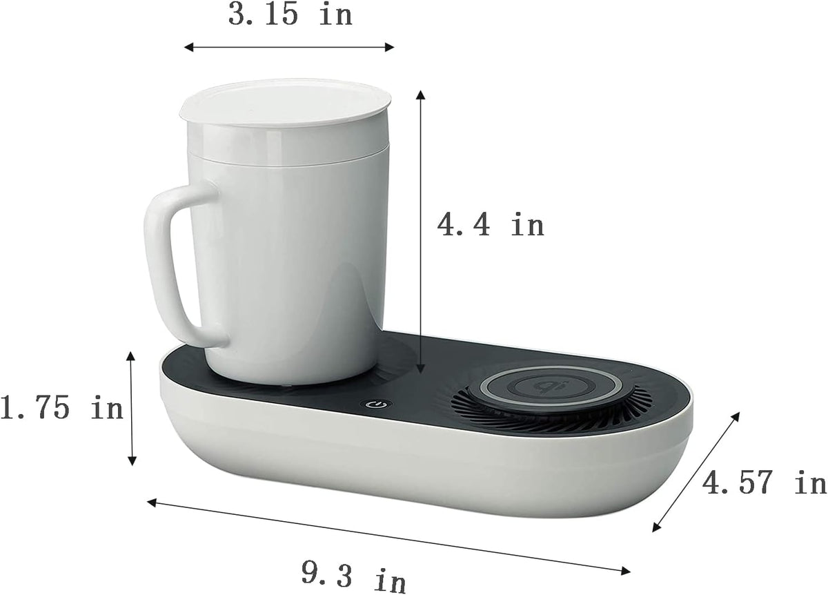 Coffee Mug Warmer, Drink Cooler with Wireless Charger, Smart Cup Warming, Beverage Cooling and Phone Charging 3 in 1 for Desk Office Gift