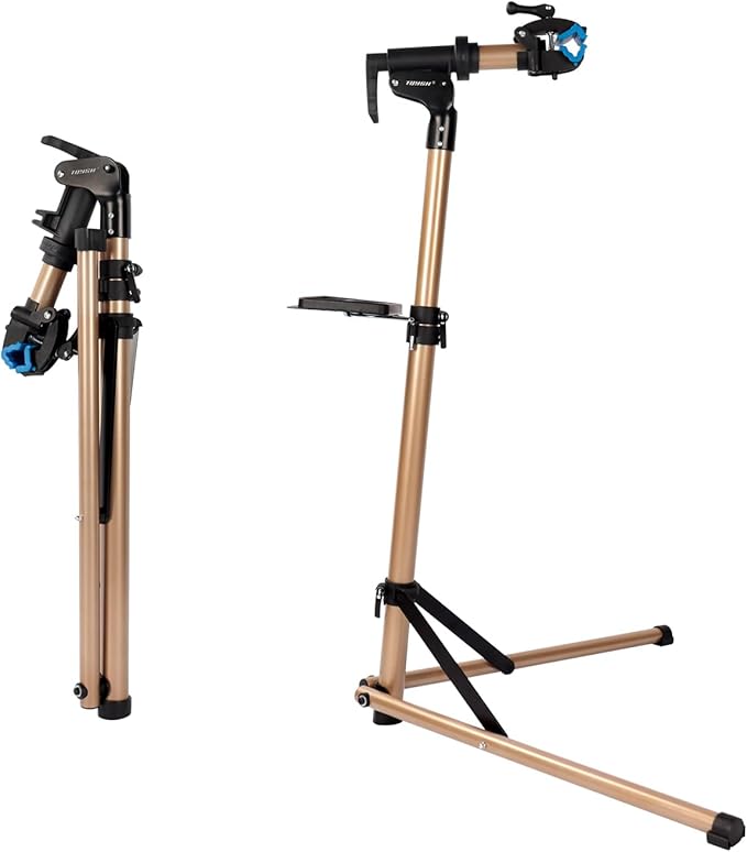 Bike Repair Stand -Shop Home Bicycle Mechanic Maintenance Rack，bike rack (golden（two legs）)