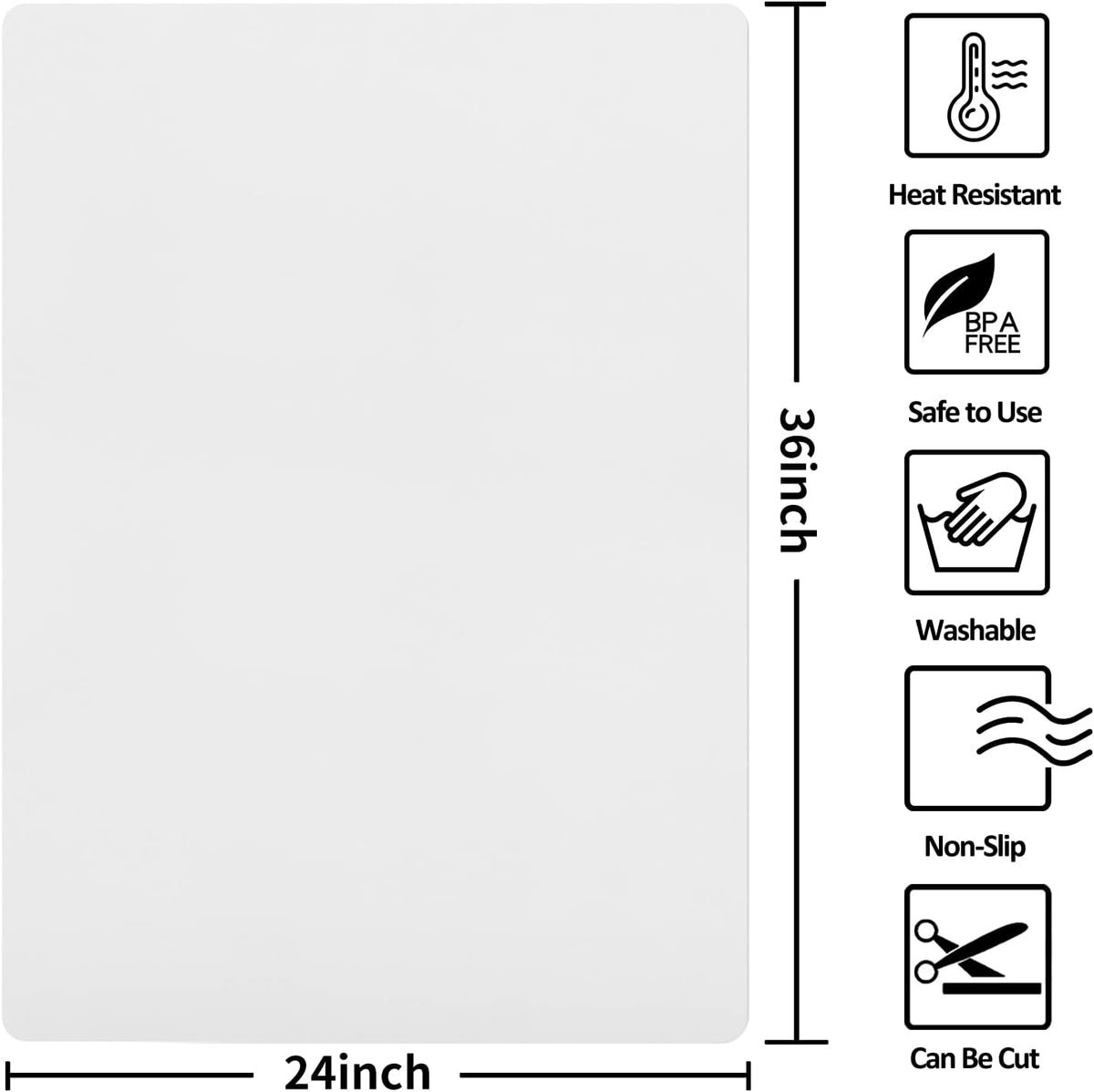 Silicone Mat Heat Resistant Mats for Countertop, Multipurpose Large Silicone Mats for Crafts Kitchen Workbench Size 36x24 inches Thick 2mm,Rolled Package,Translucent