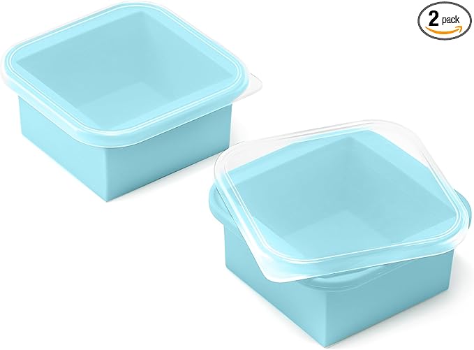2-Cup Silicone Freezer Trays with Lids – Perfect for Meal Prep, Portion Control, and Easy Freezing-Meal Prep Container Molds for Soup,Leftovers (Aqua, 2 Pack)