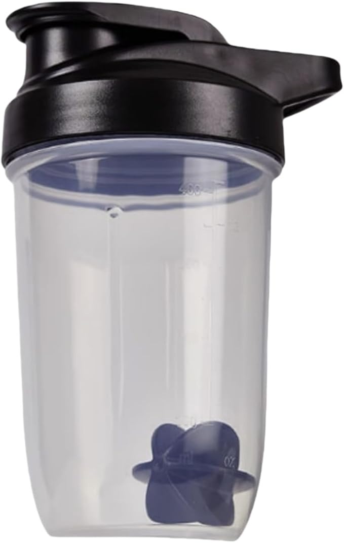 CHNLML Protein Shaker Bottle 400ML/16Oz w. Shaker Ball for Protein Shake, Shaker Bottle with Mixing Ball, Leak-Proof, BPA-Free, for Gym, Workout, Juice Mixer (Black/Clear, 16Oz-400ML-1Bottle)