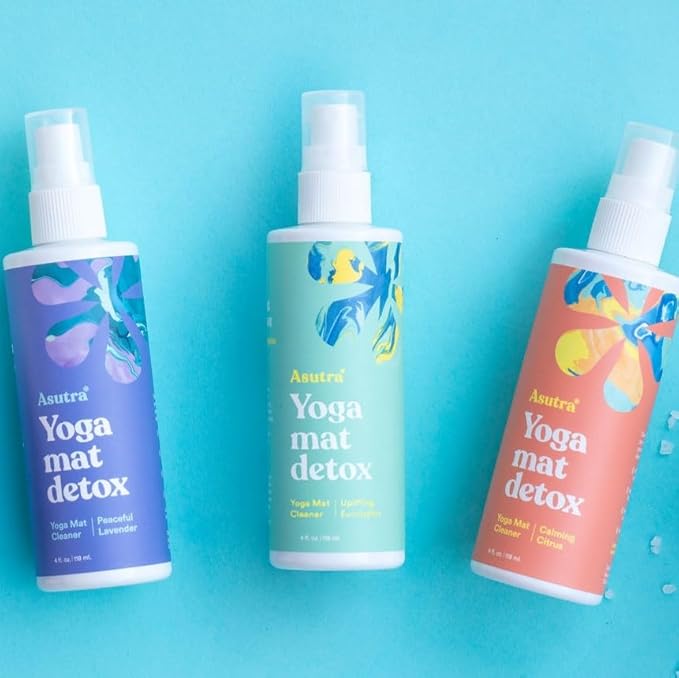 ASUTRA Yoga Mat Cleaner Spray Variety Pack (Lavender, Eucalyptus, Citrus), 4 fl oz Each (Pack of 3) - No Slippery Residue, Organic Essential Oils, Deep-Cleansing for Fitness Gear & Gym Equipment