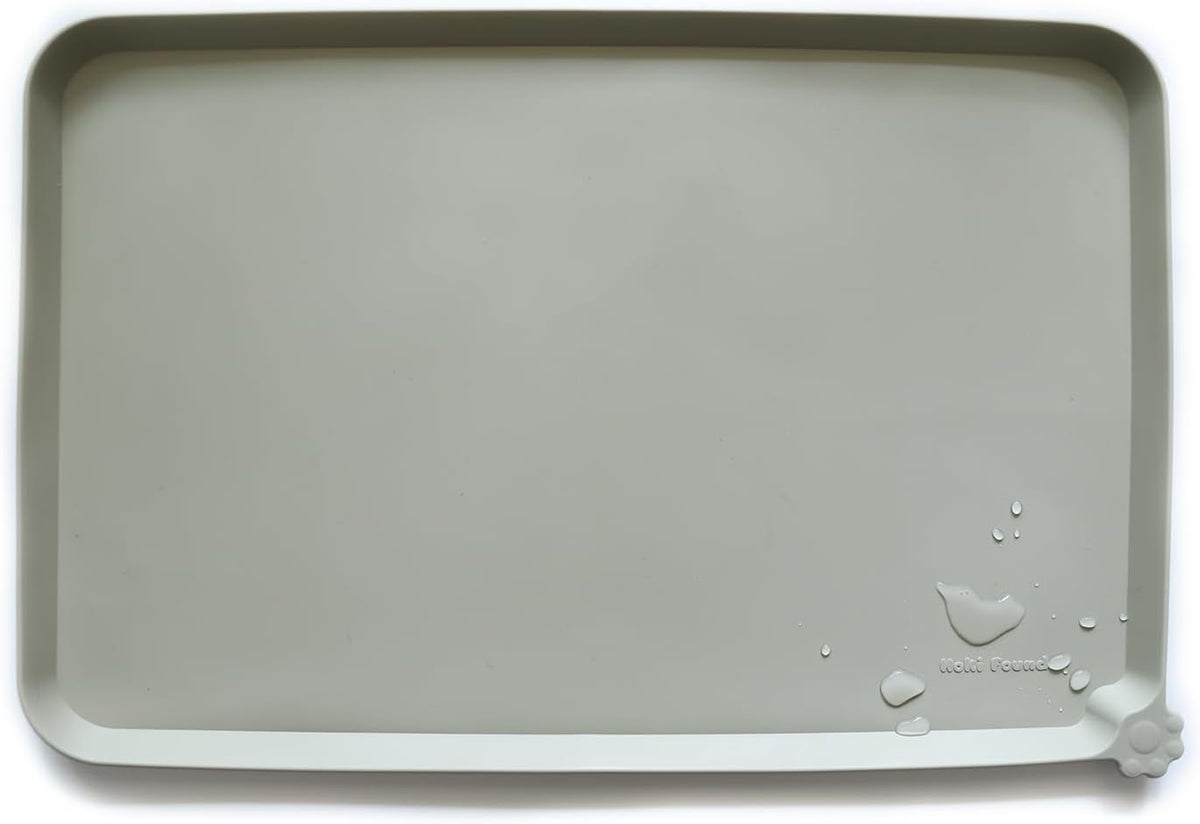 Hoki Found X-Large Silicone Pet Feeding Mats - Non Slip, Waterproof Dog & Cat Food Mats - Placemats for Carpet - Cream Green