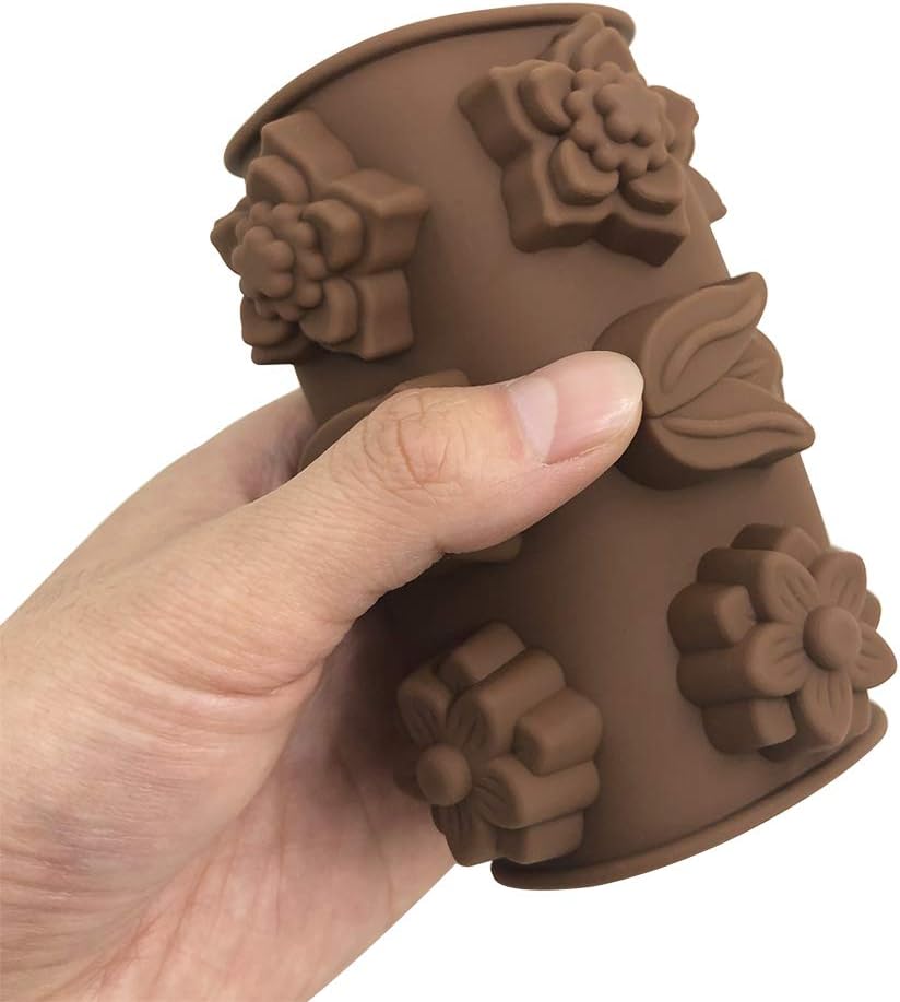 4 Pack Flower Shape Silicone Molds Chocolate Candy Mold, DanziX Silicone Mold for Wedding,Festival, Parties, DIY Enthusiasts-15 Cavity