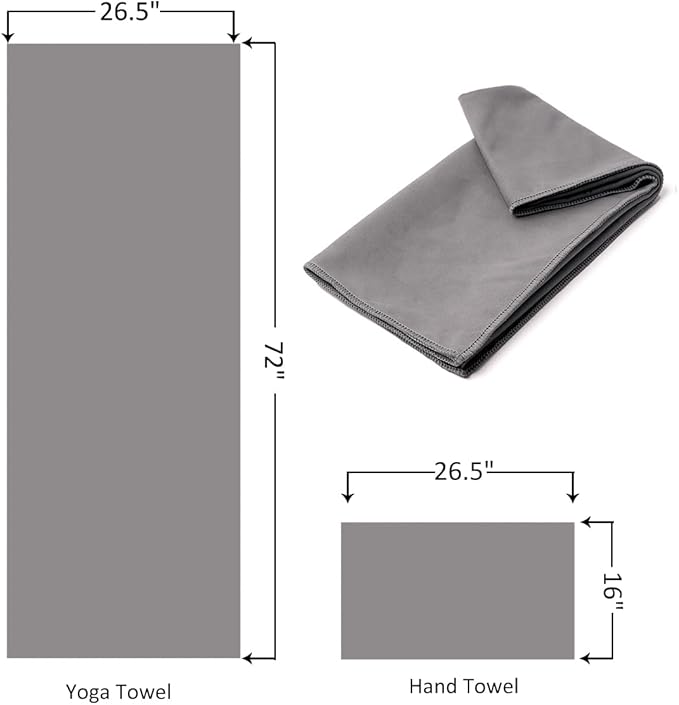 Eunzel 2 Pack Hot Yoga Microfiber Hand Towel Super Absorbent Sweat Towel for Hot Yoga, Pilates and Workout 16" x 26.5", Dark Grey