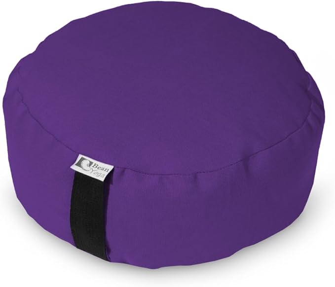 Bean Products Zafu Meditation Pillows for Sitting on Floor, Yoga Cushion, Cotton/Buckwheat Fill Yoga Pillow, Zafu Meditation Cushion, Zen Kneeling Prayer Pad- Made in USA - 14" Round - Purple