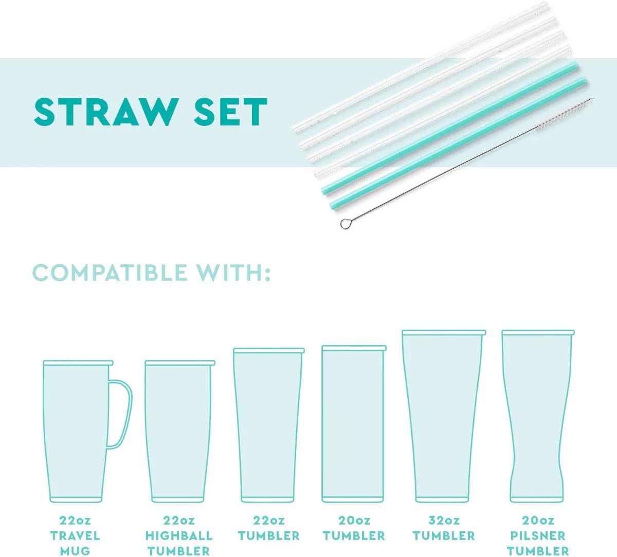 Swig Life Reusable Straws Happy Howlidays + Red Tall Straw Set & Cleaning Brush, Each Straw is 10.25 inch Long (Fits Swig Life 20oz Tumblers, 22oz, and 32oz Tumblers)