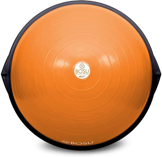 Bosu Balance Ball Exercise Trainer, Home Gym Equipment w/ Guided Workouts & Pump, 26", Blue - Inflatable Fitness Platform for Strength Training, Standing, Balancing, and Core Workout