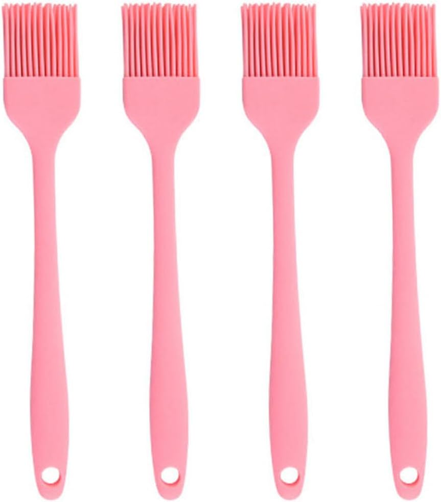 Silicone brush, Oil Brush for BBQ Kitchen Cooking Baking and Grilling (4 PCS,pink)