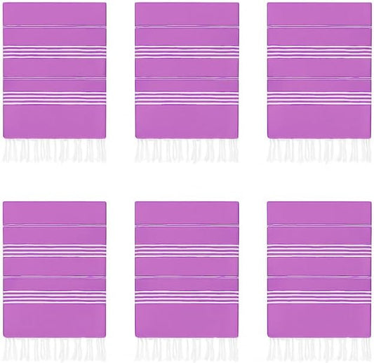 HAVLULAND Turkish Beach Towels Oversized -100% Turkish Cotton Super Soft Lightweight - Absorbent and Quick Drying Bath Towel - Sand Free Beach Towel - Turkish Towels for Adults (Lilac, 6 Pack)